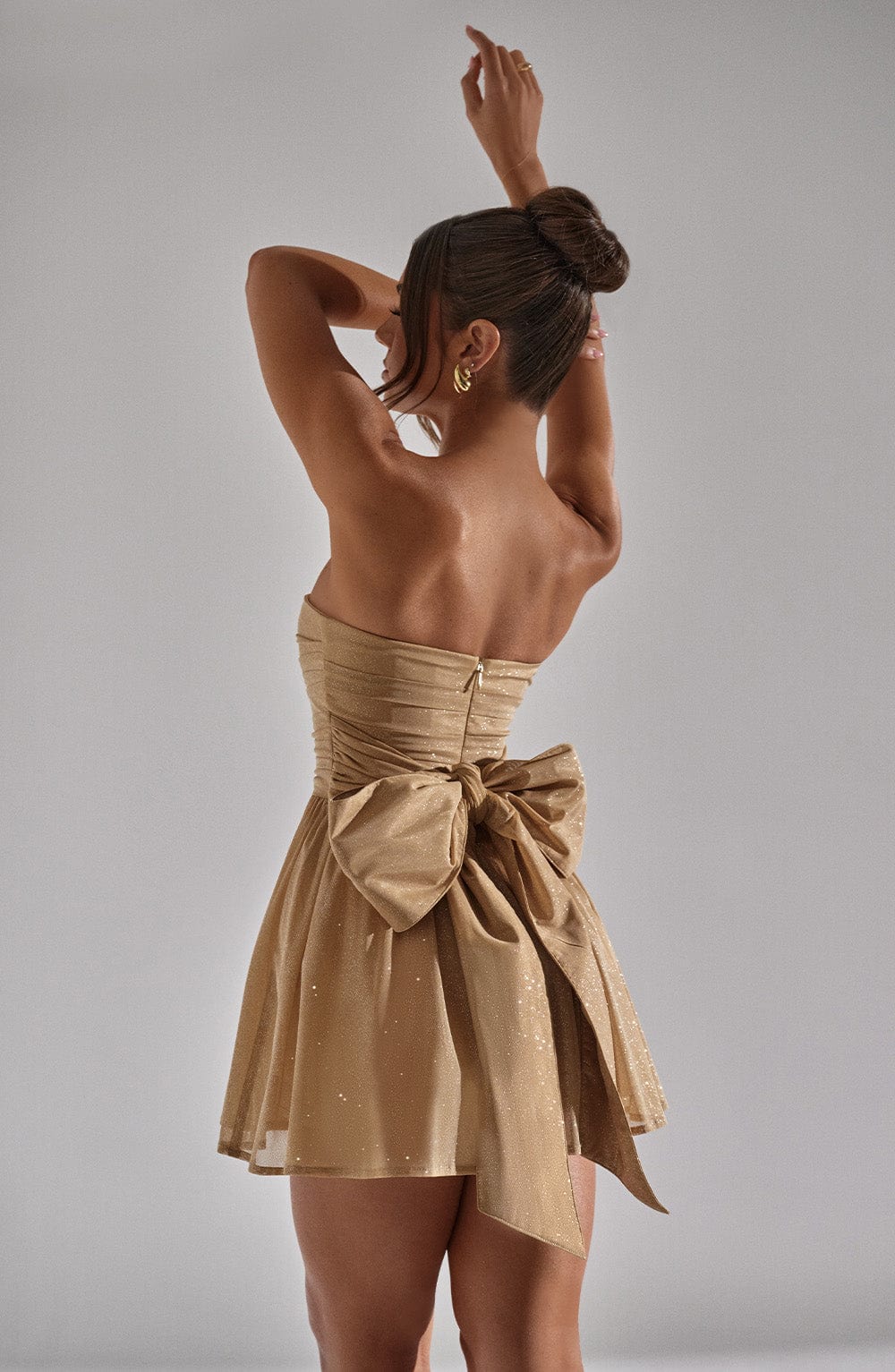 Katrina Mini Dress - Gold Sparkle Avalabel