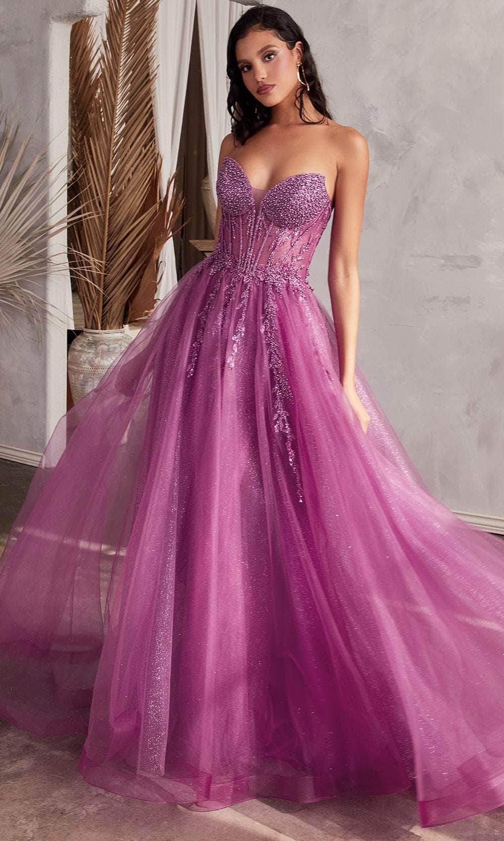 Ladivine  Beaded Appliqued A-Line Prom Gown Avalabel