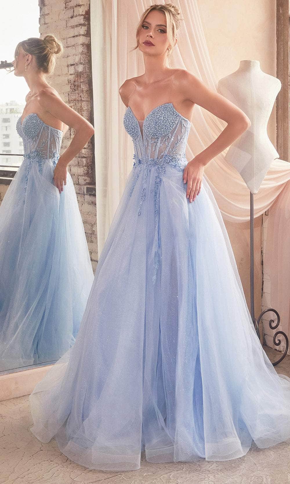 Ladivine  Beaded Appliqued A-Line Prom Gown Avalabel
