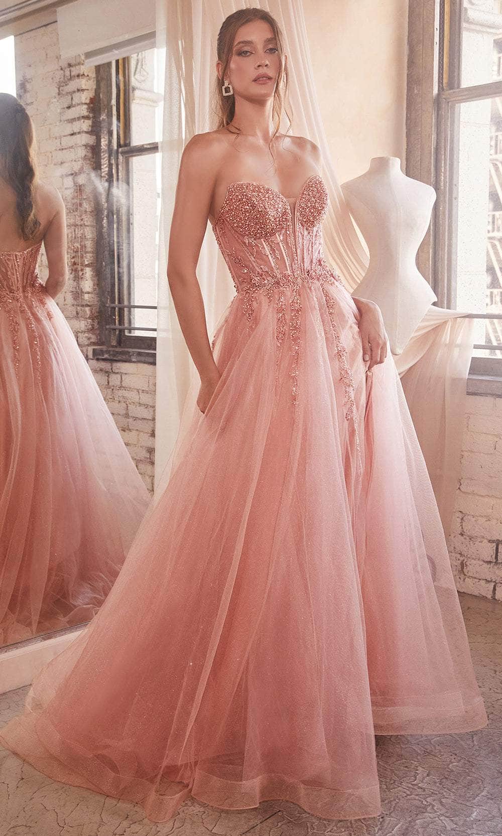 Ladivine  Beaded Appliqued A-Line Prom Gown Avalabel