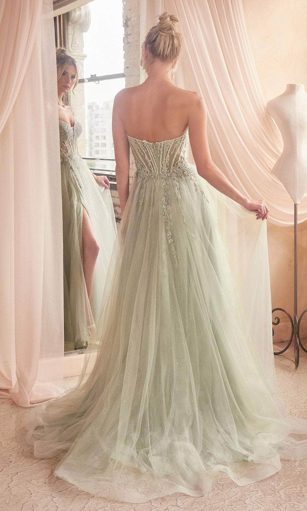 Ladivine  Beaded Appliqued A-Line Prom Gown Avalabel