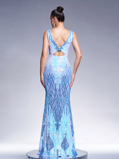 sally V-neck Sequin Mermaid Prom Dress