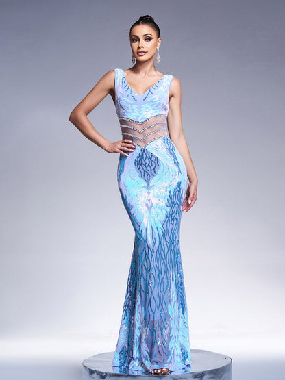 sally V-neck Sequin Mermaid Prom Dress