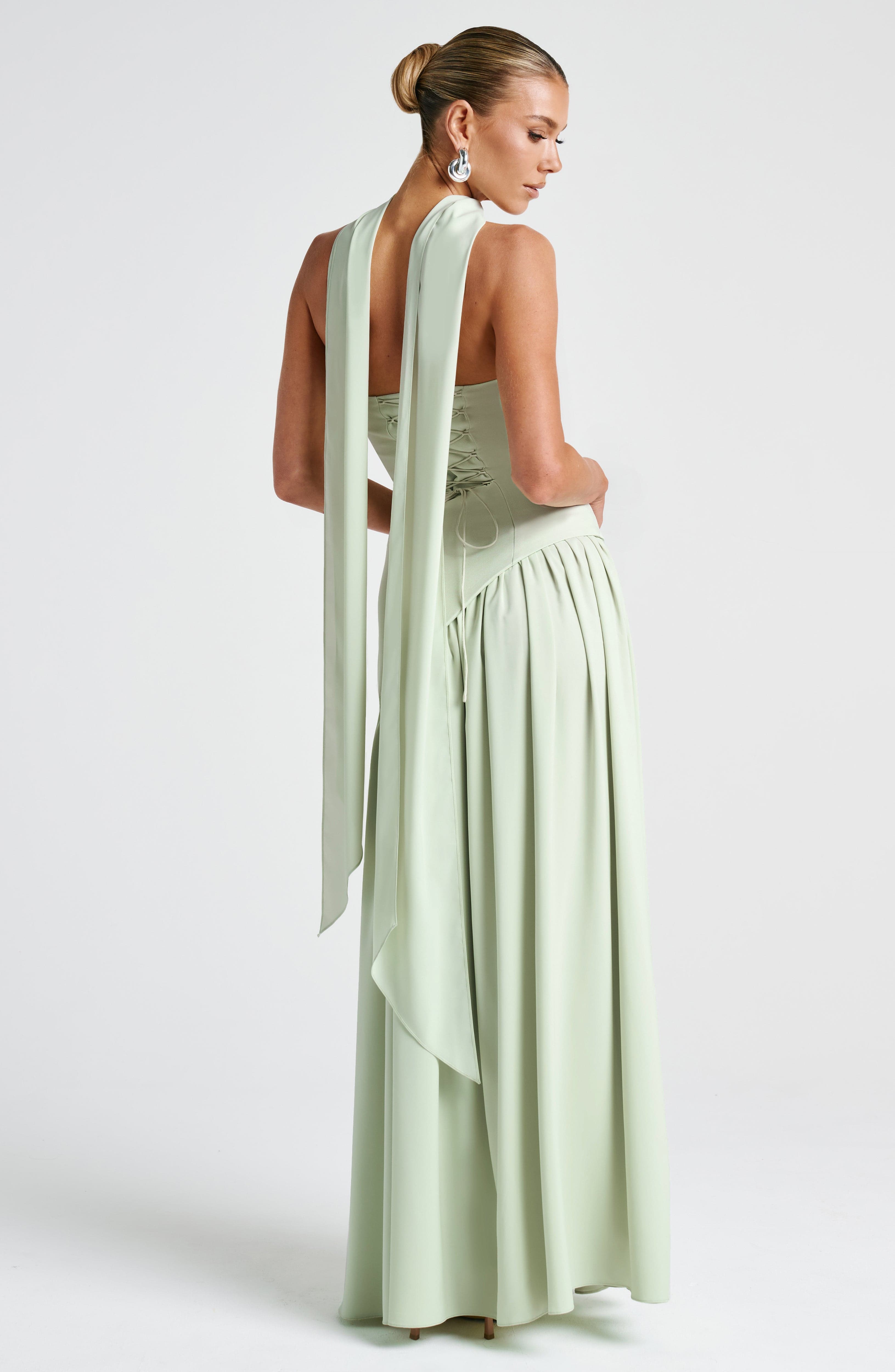 Maliyah High Slit Strapless Maxi Dress - Mint Avalabel