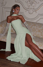 Maliyah High Slit Strapless Maxi Dress - Mint Avalabel