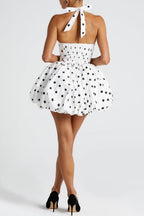 Maricia Mini Dress - Black Polka Dot Print Avalabel