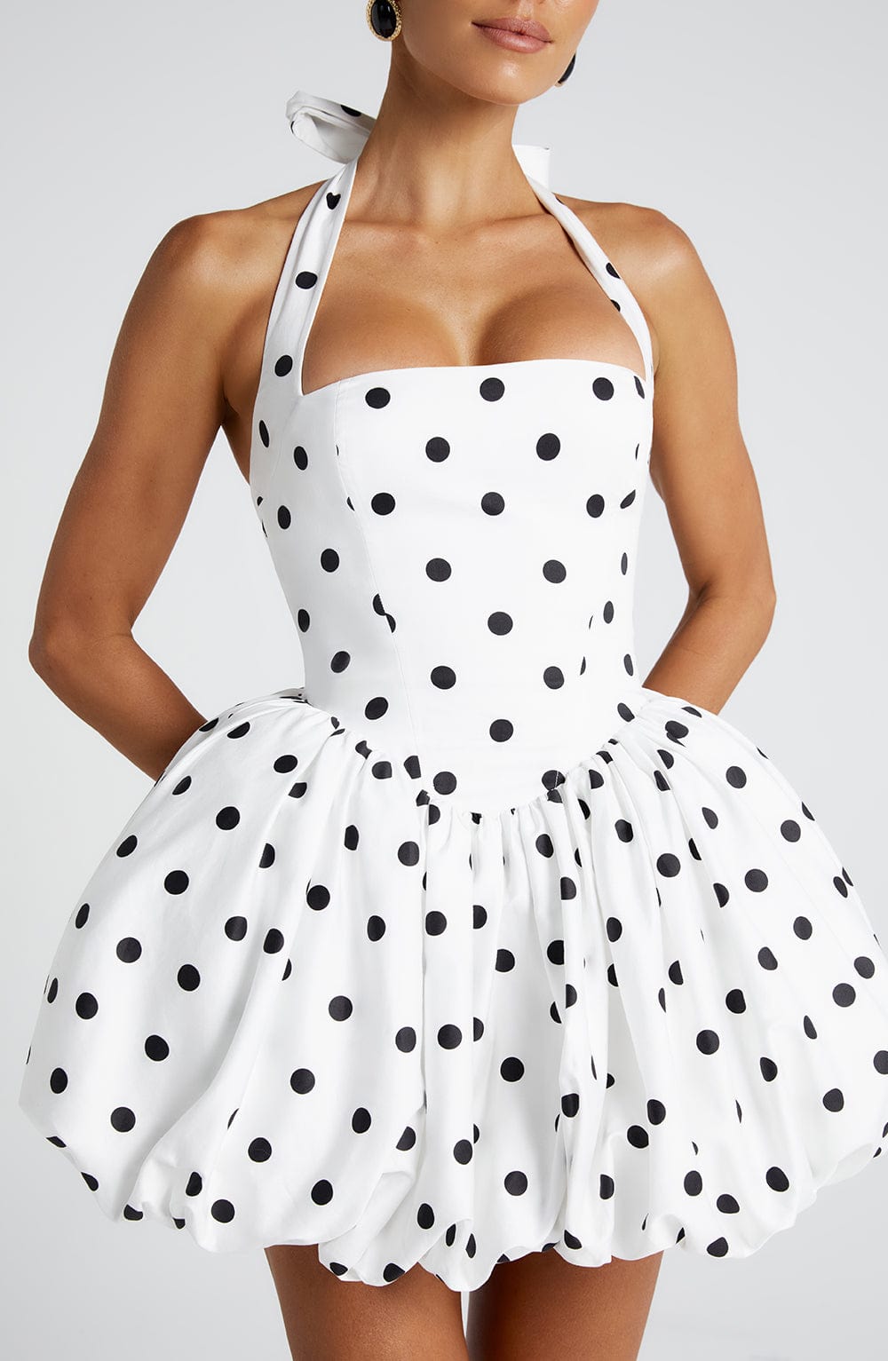 Maricia Mini Dress - Black Polka Dot Print Avalabel