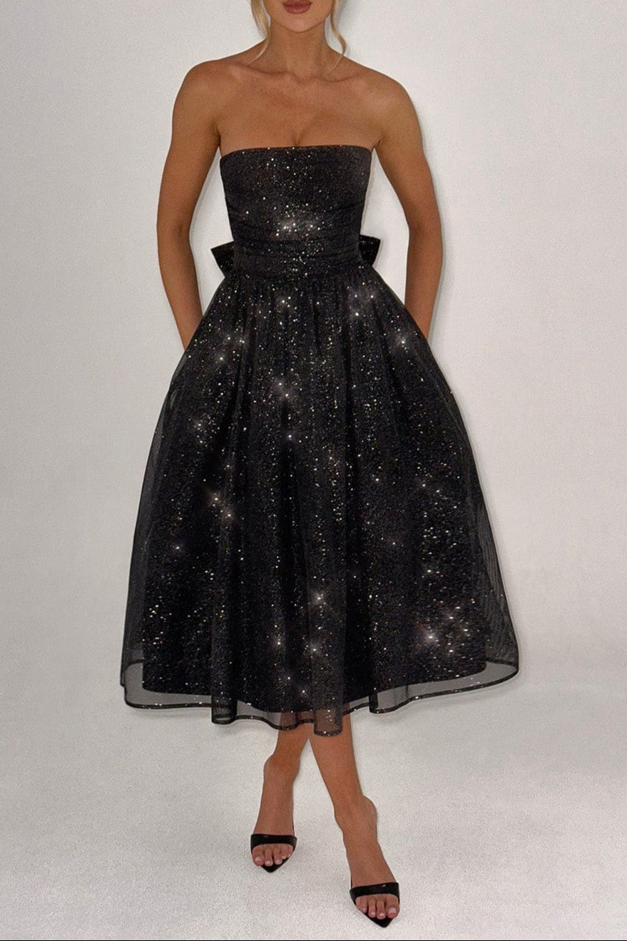 Marissa Midi Dress - Black Sparkle Avalabel