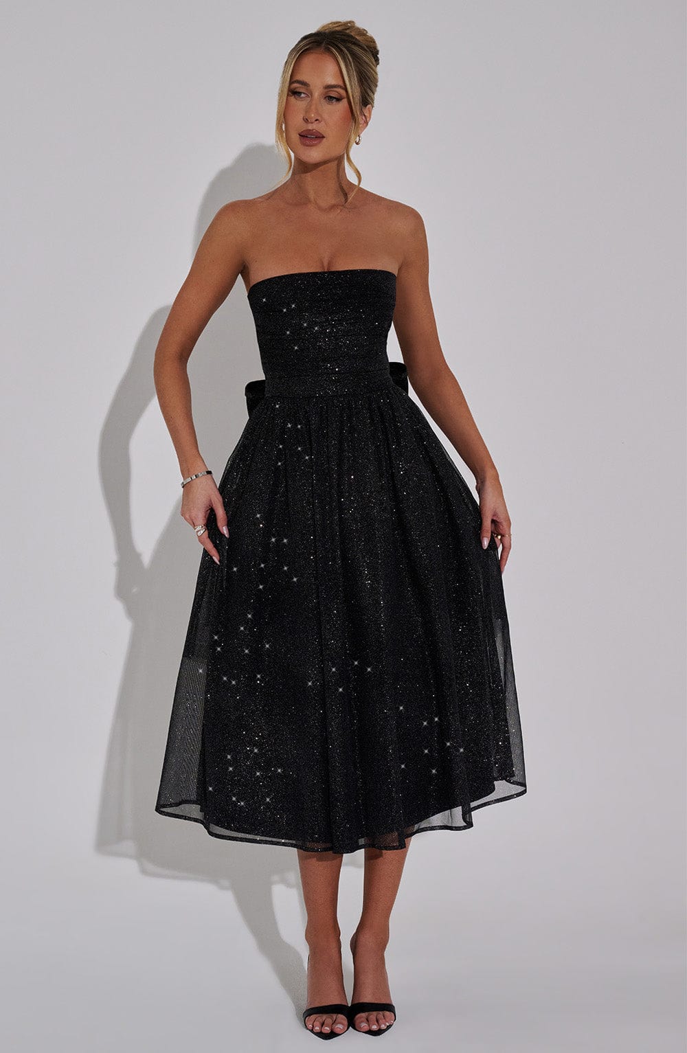 Marissa Midi Dress - Black Sparkle Avalabel
