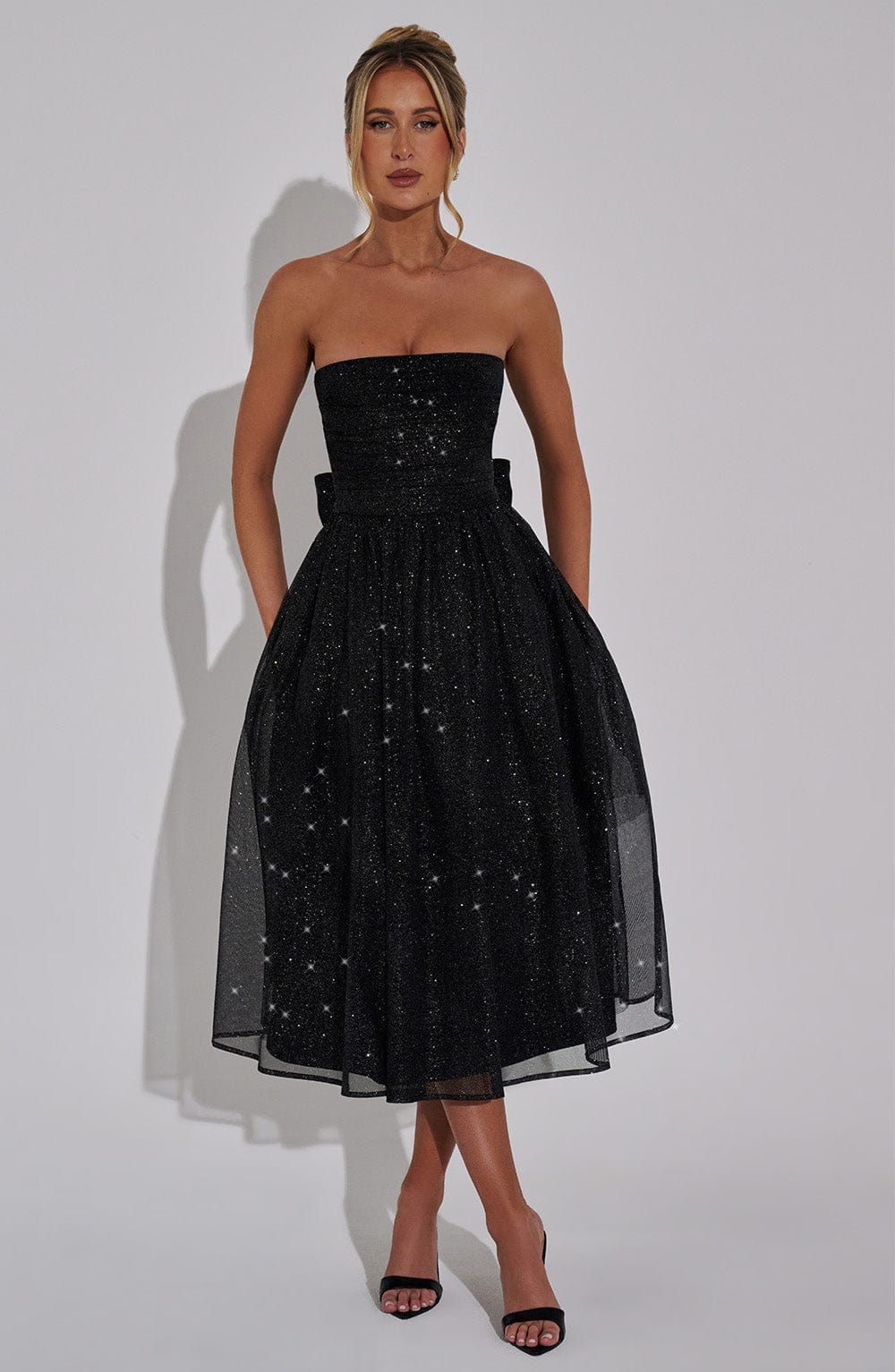 Marissa Midi Dress - Black Sparkle Avalabel