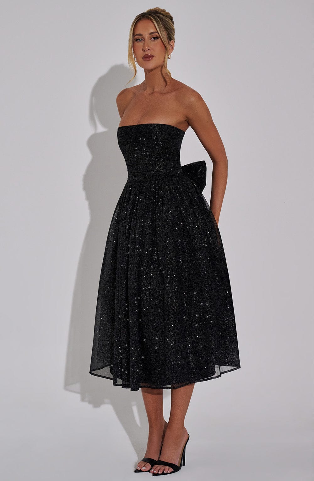 Marissa Midi Dress - Black Sparkle Avalabel