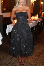 Marissa Midi Dress - Black Sparkle Avalabel