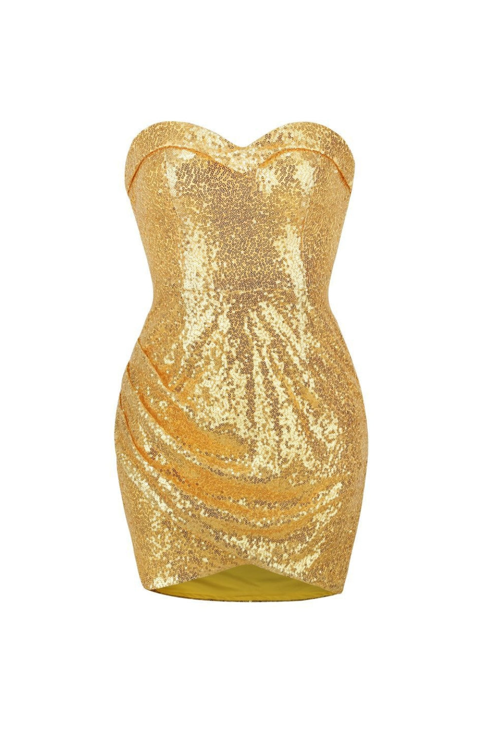 Hedwig Sequin Pleated Strapless Mini Dress in Gold Avalabel