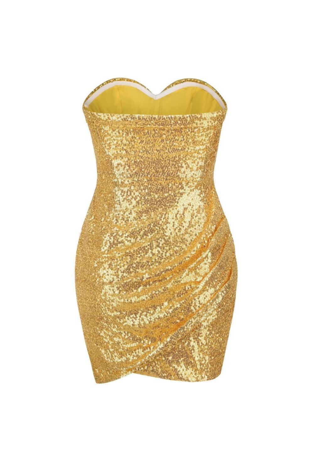 Hedwig Sequin Pleated Strapless Mini Dress in Gold Avalabel