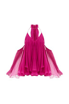 Erica Halter Neck Lace-Up Backless Mini Dress - Fuchsia Avalabel