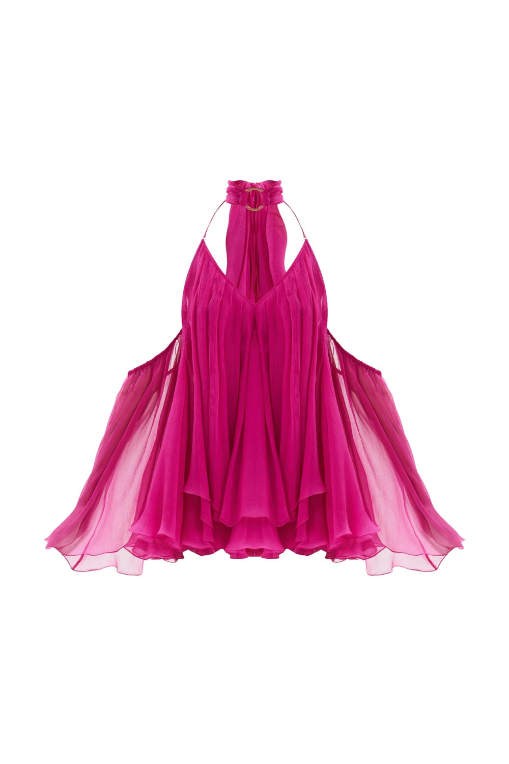 Erica Halter Neck Lace-Up Backless Mini Dress - Fuchsia