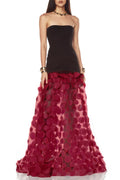 Nodin Strapless Dot Mesh Maxi Dress in Red Avalabel