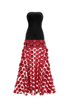 Nodin Strapless Dot Mesh Maxi Dress in Red Avalabel