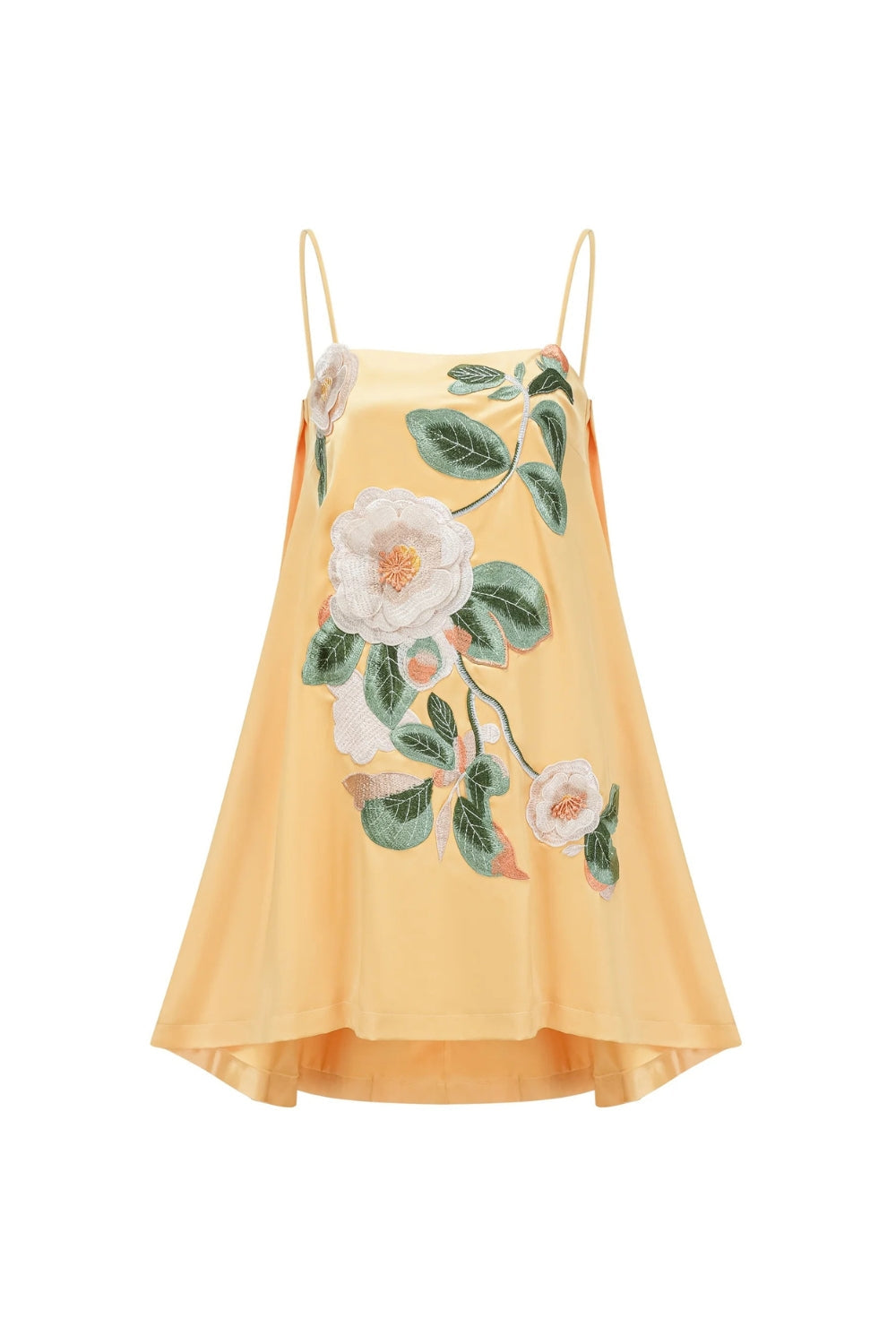 Edwina Applique Floral Embroidered Mini Dress in Yellow Avalabel