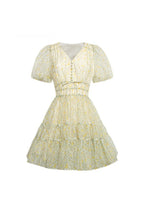 Printed V-neck tutu mini dress in Daisy Yellow Avalabel