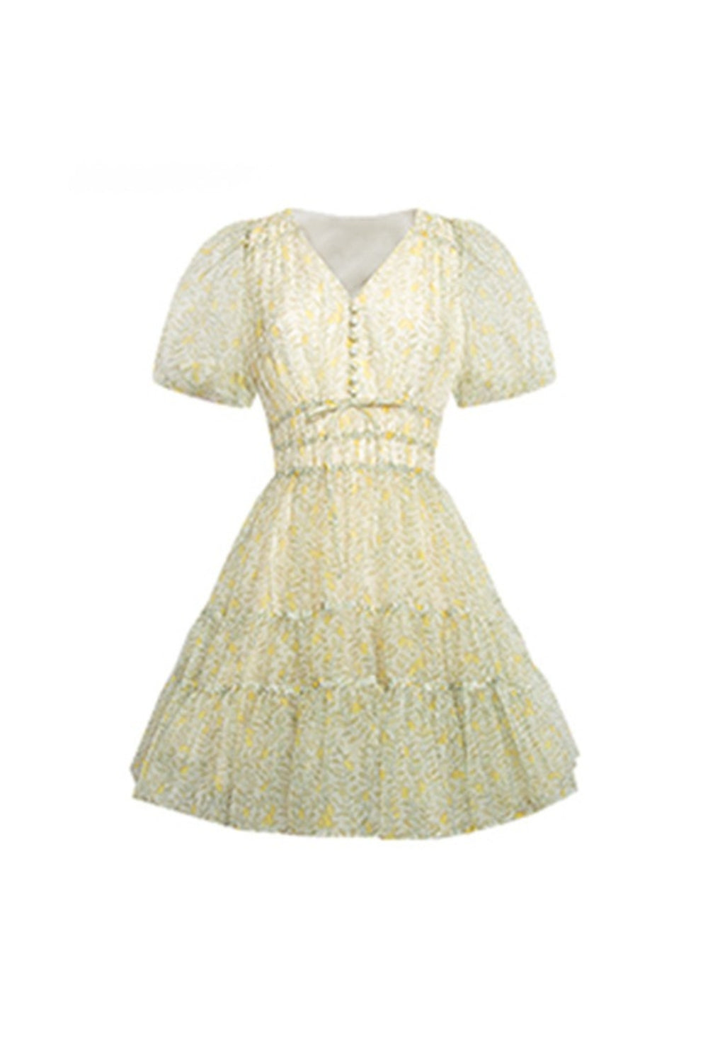 Printed V-neck tutu mini dress in Daisy Yellow Avalabel