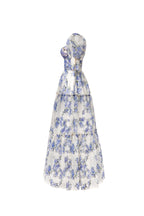 Hydrangea Print Voluminous Sleeves Maxi Dress in Blue Avalabel