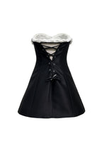 Gladys Strapless 3D Floral Corset A-Line Dress in Black Avalabel