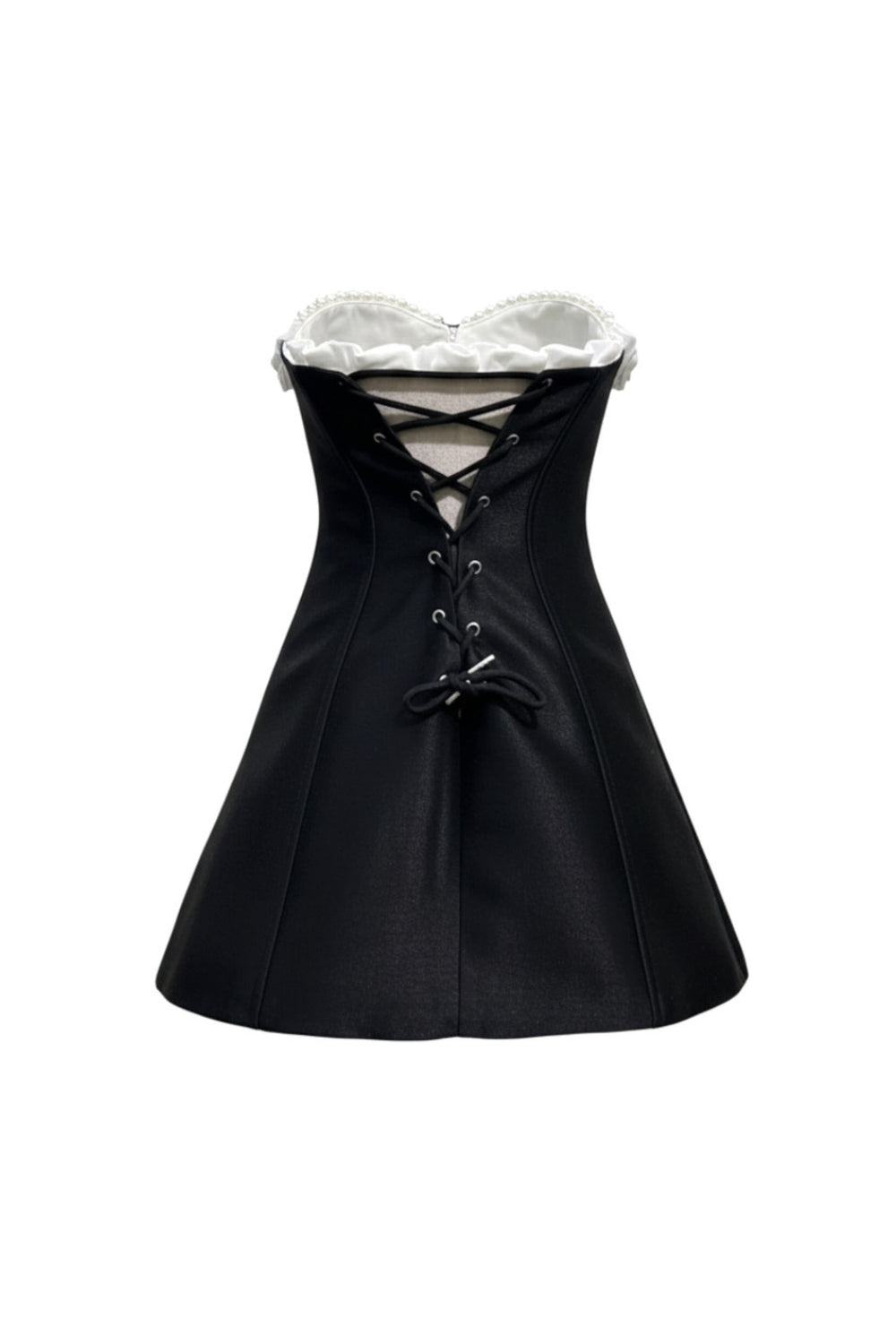 Gladys Strapless 3D Floral Corset A-Line Dress in Black Avalabel