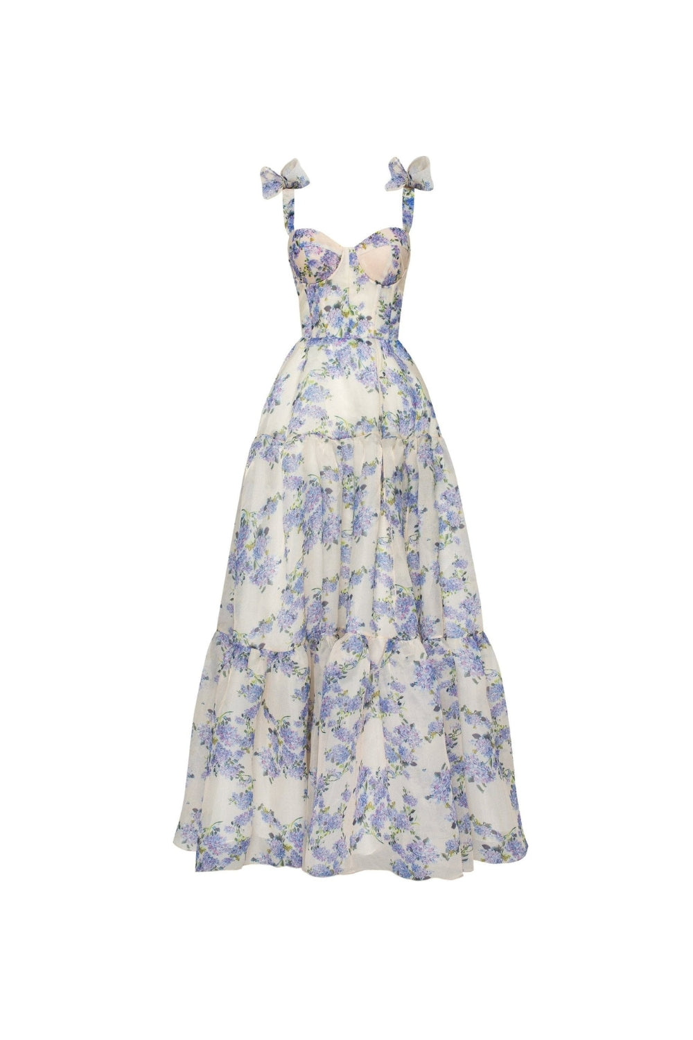 Hydrangea Tender floral maxi tie-strap dress Avalabel