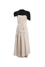 Gustave Khaki Cape Sleeveless Irregular Midi Dress Avalabel