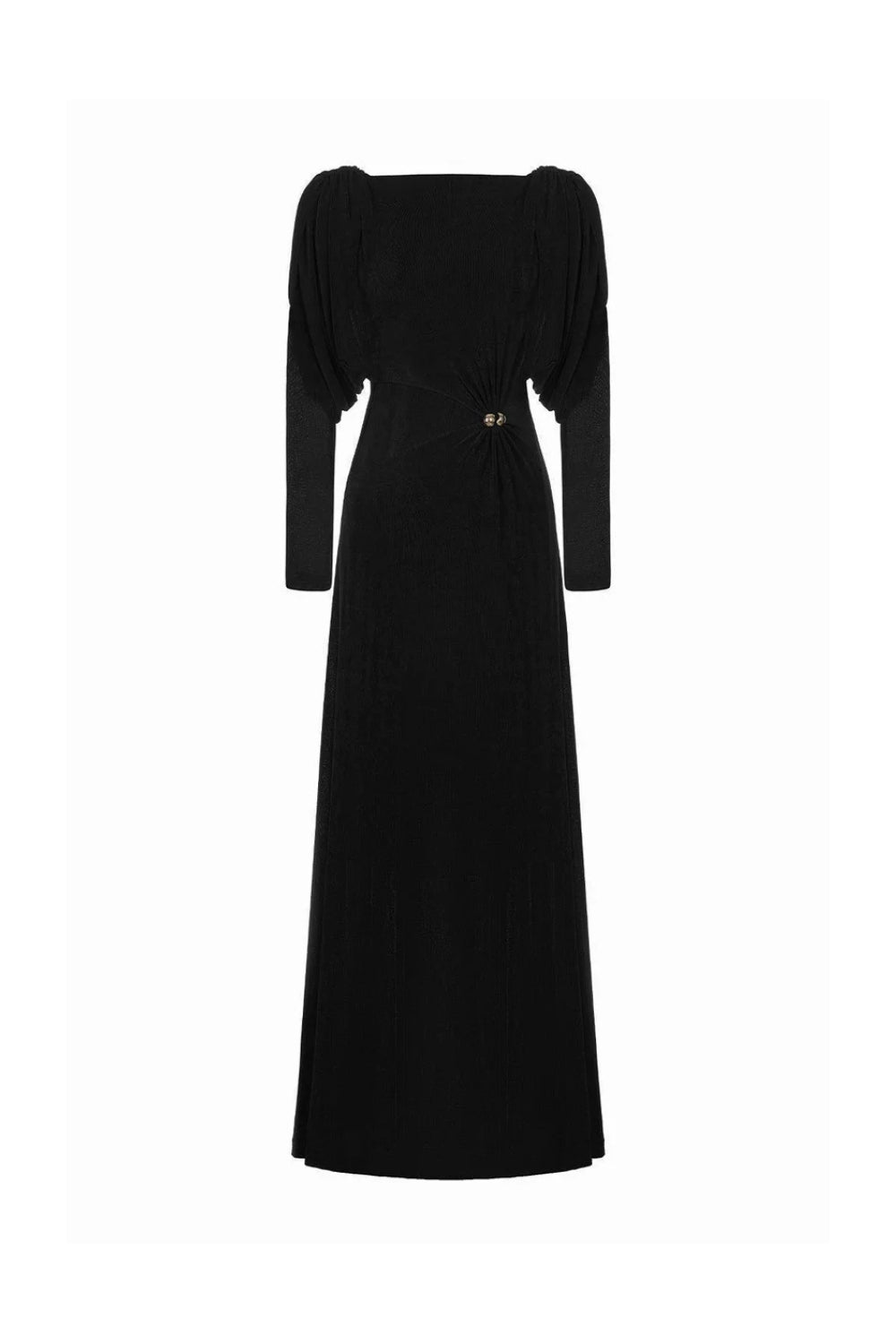 beryl pleated Knitted Fabric Maxi Dress in black Avalabel