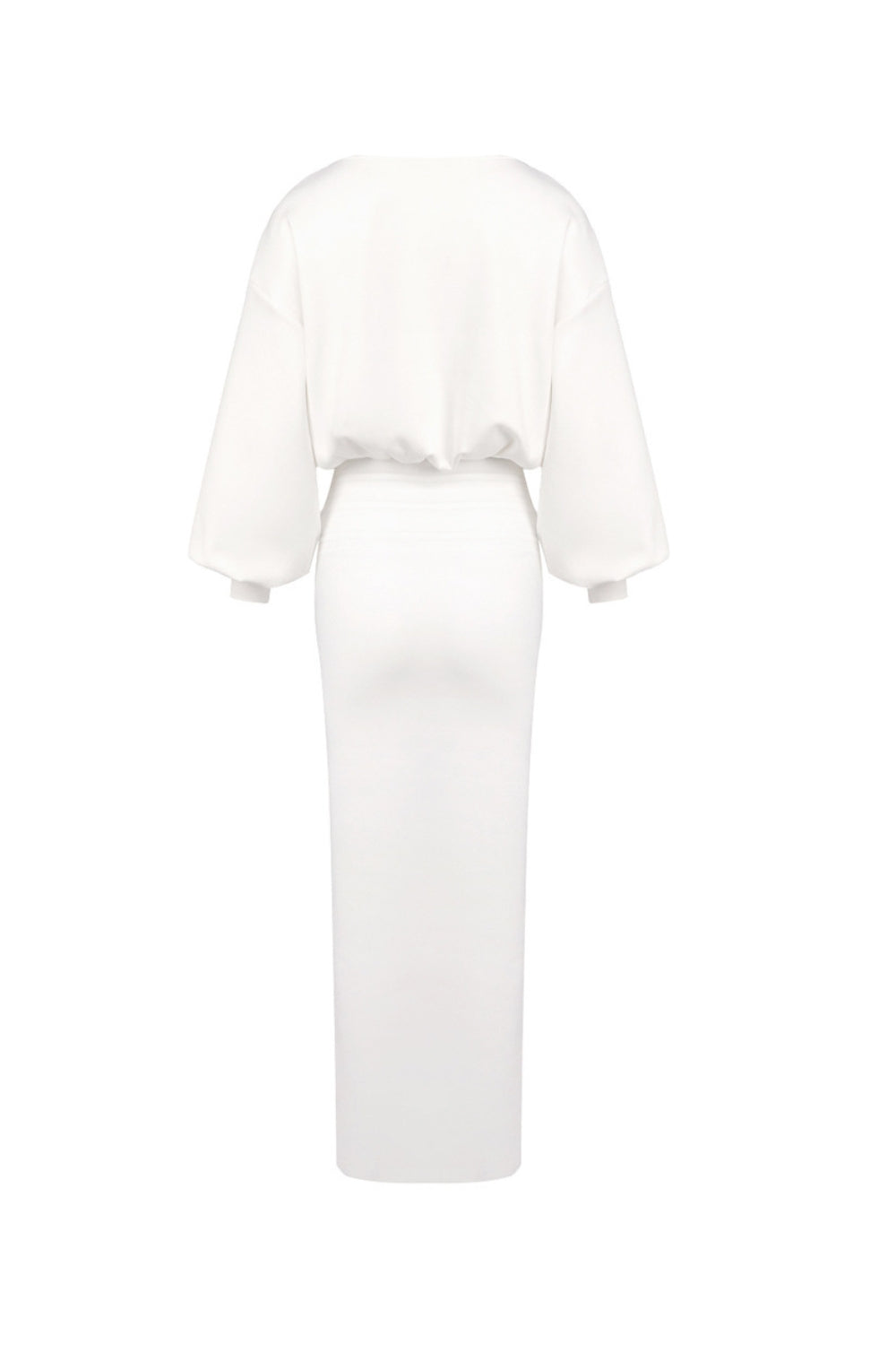 Edith High Elastic Long Hip Maxi Dress in White Avalabel
