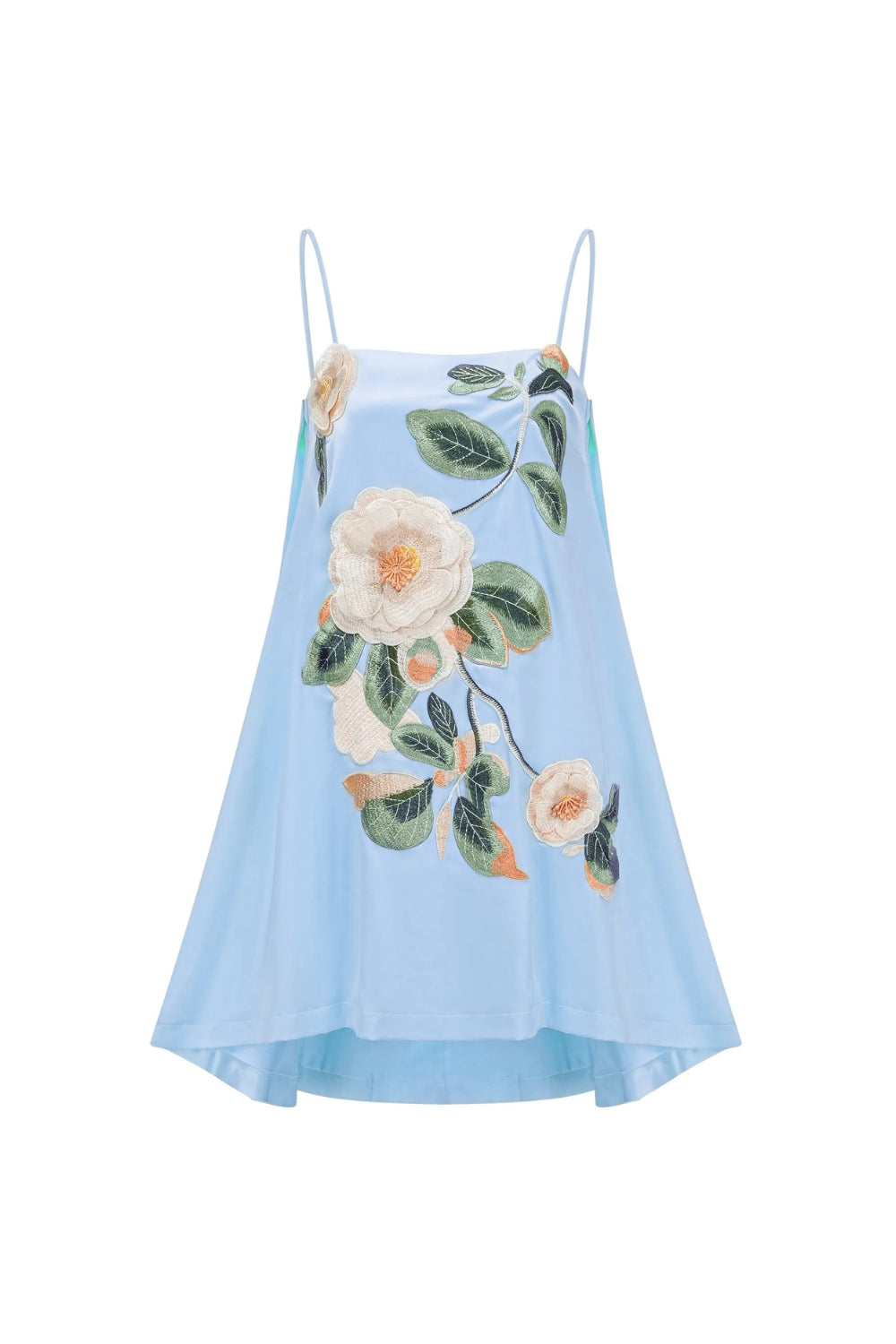 Edwina Applique Floral Embroidered Mini Dress in Blue Avalabel