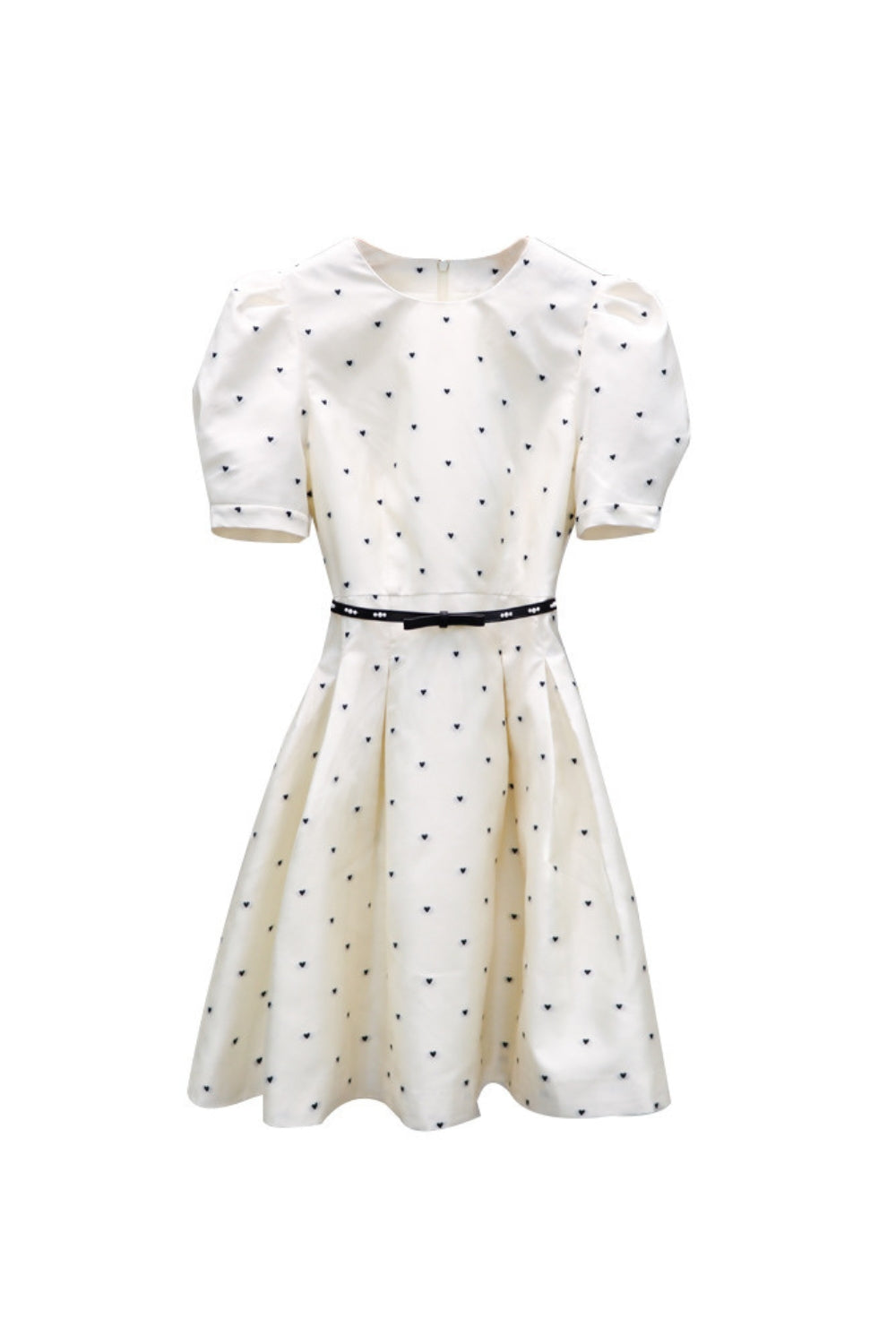 Elsie Polka Dot Puff Sleeve mini dress in beige Avalabel