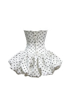 Polka Dot Strapless flower Corset Puff Mini Dress In white Avalabel