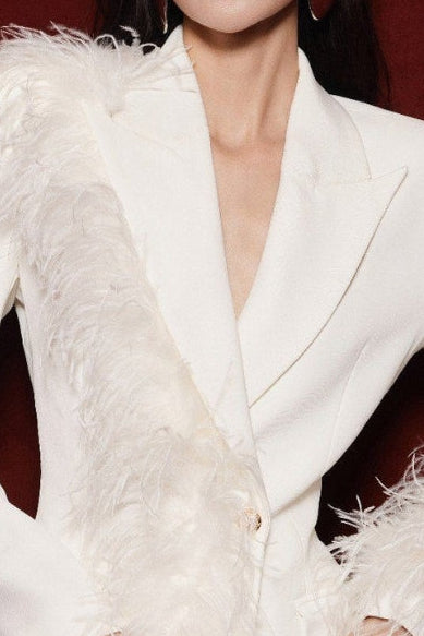 amelia Feather blazer in white Avalabel