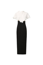 alice lace patchwork shawl bodycon midi dress in black Avalabel