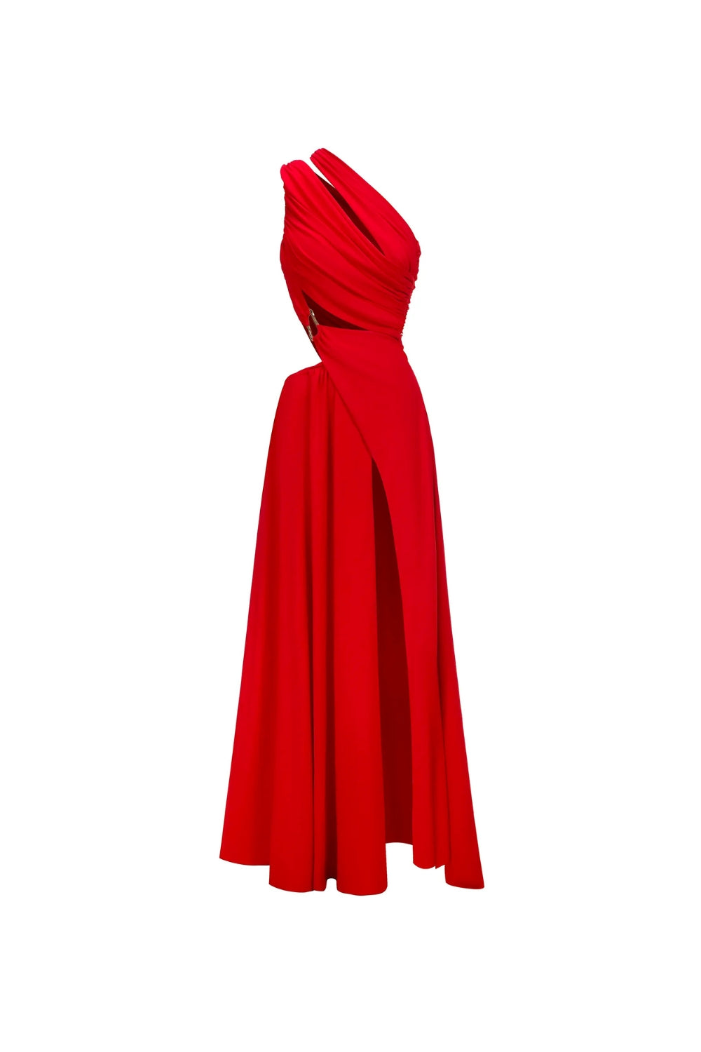 atalanta High Slit Hollowed-out Maxi Dress in red Avalabel