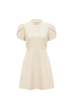 basia Petal Sleeve Cut Out Bow Mini Dress in white Avalabel