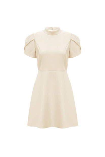 basia Petal Sleeve Cut Out Bow Mini Dress in white