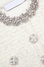 alisa Diamond-embellished tweed cardigan skirt set in white Avalabel