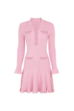 xylia Pink Pearl Trim v-neck Knit Mini Dress Avalabel