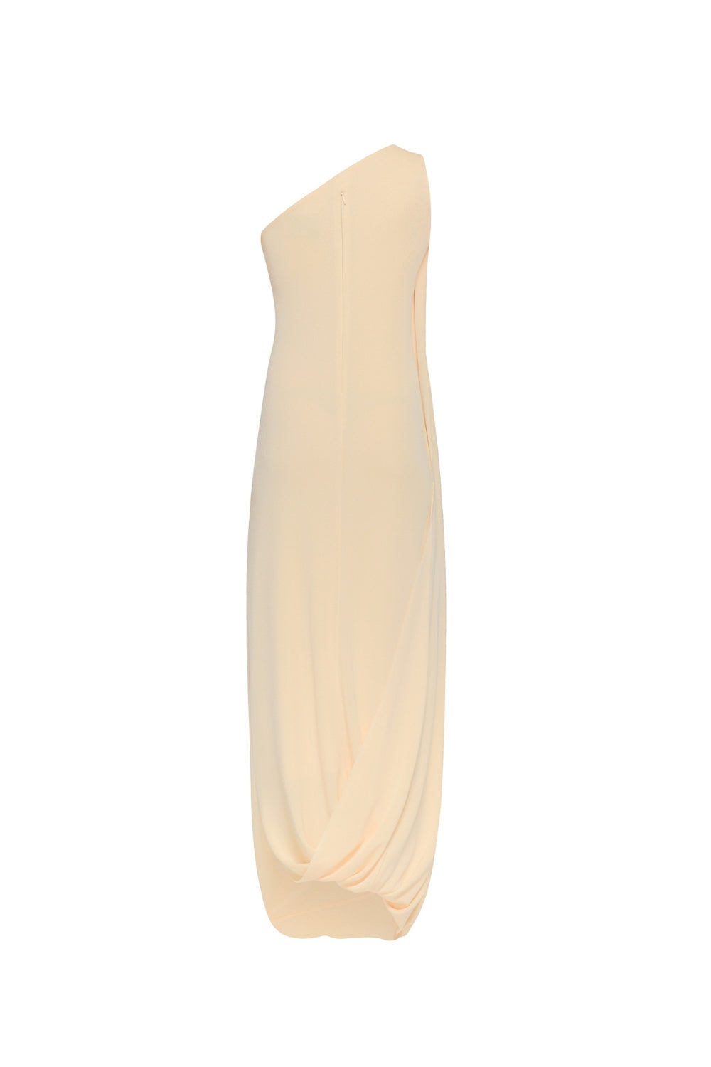 xaviera one-shoulder pleated backless maxi dress in yellow Avalabel
