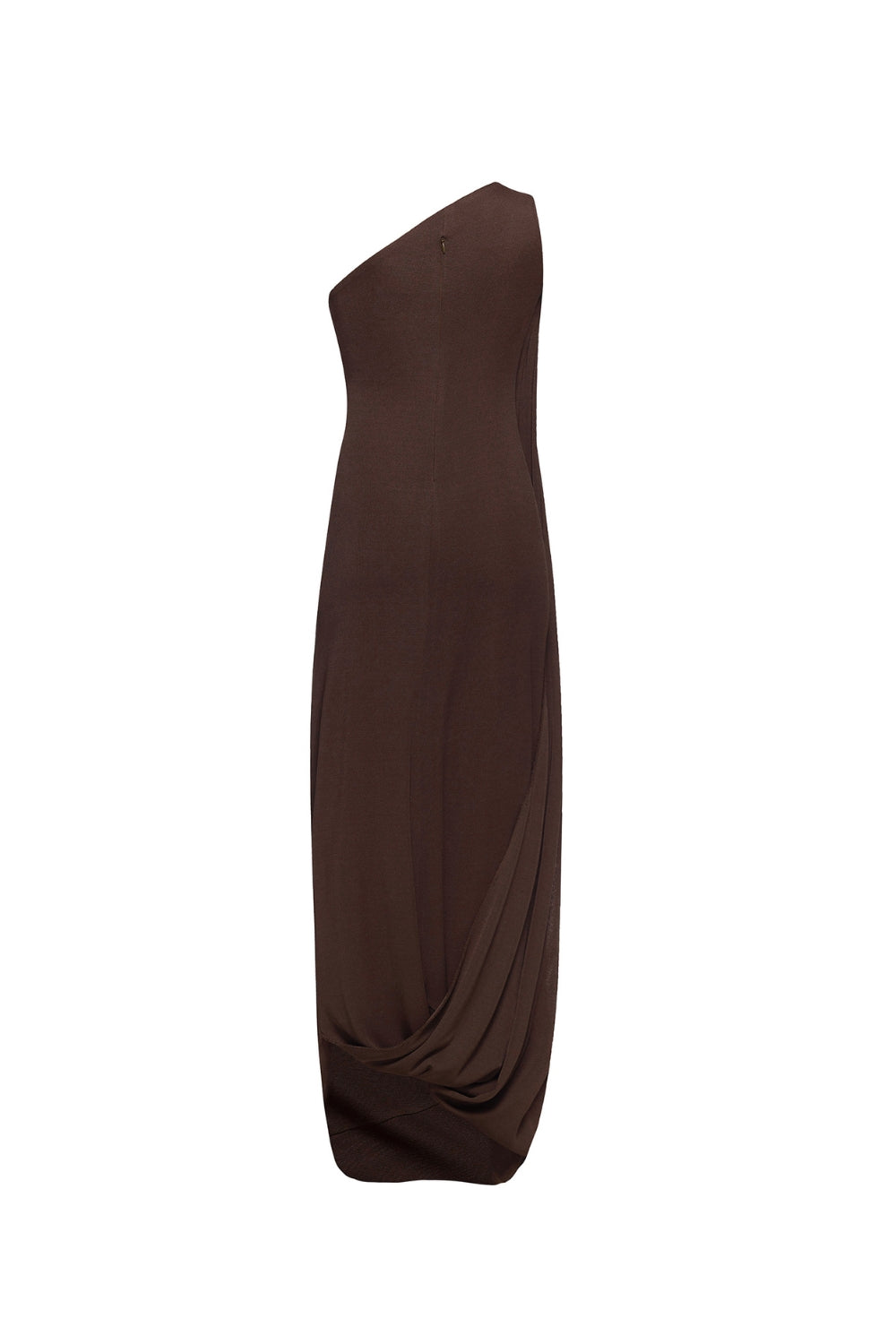 xaviera one-shoulder pleated backless maxi dress in brown Avalabel
