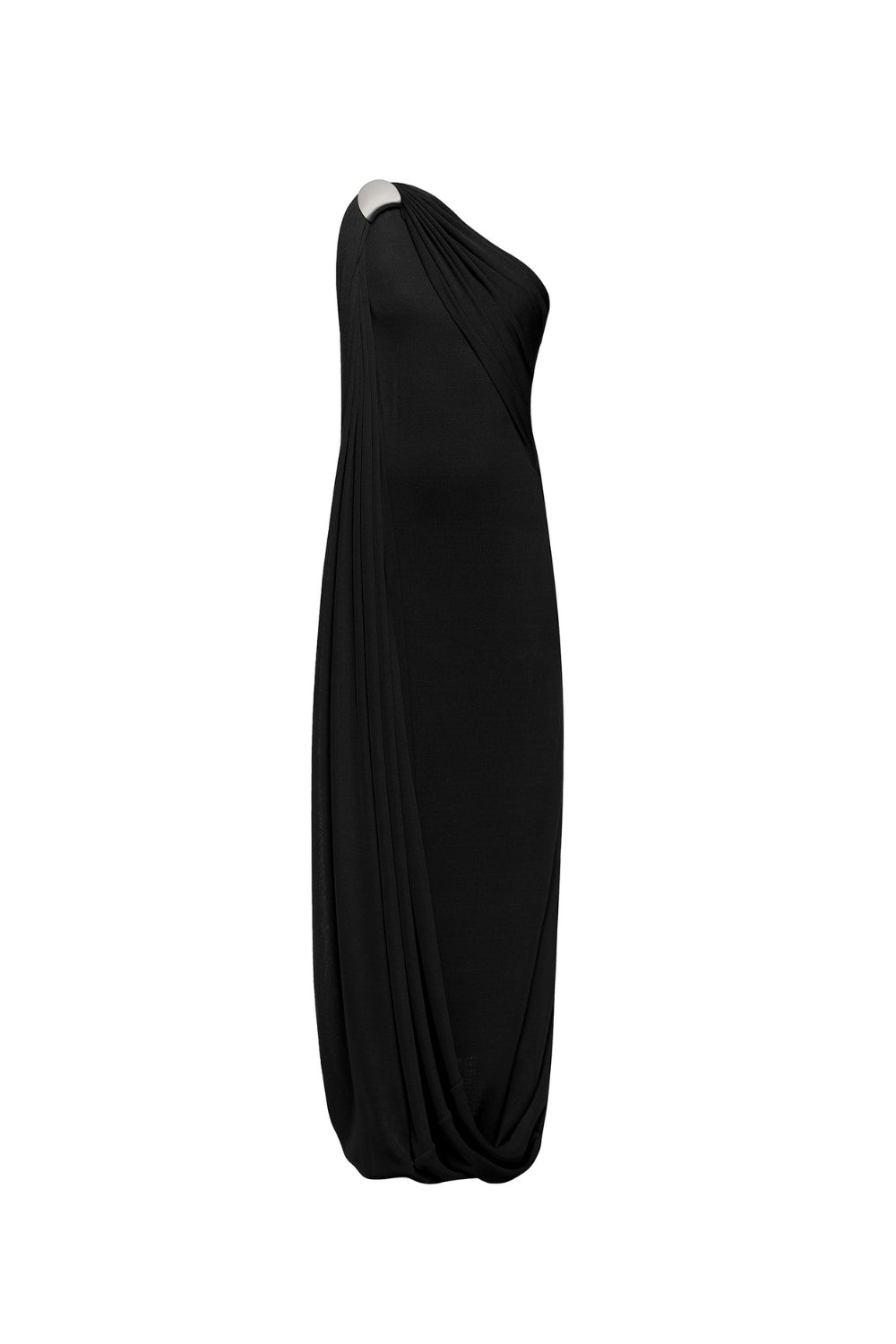 xaviera one-shoulder pleated backless maxi dress in black Avalabel