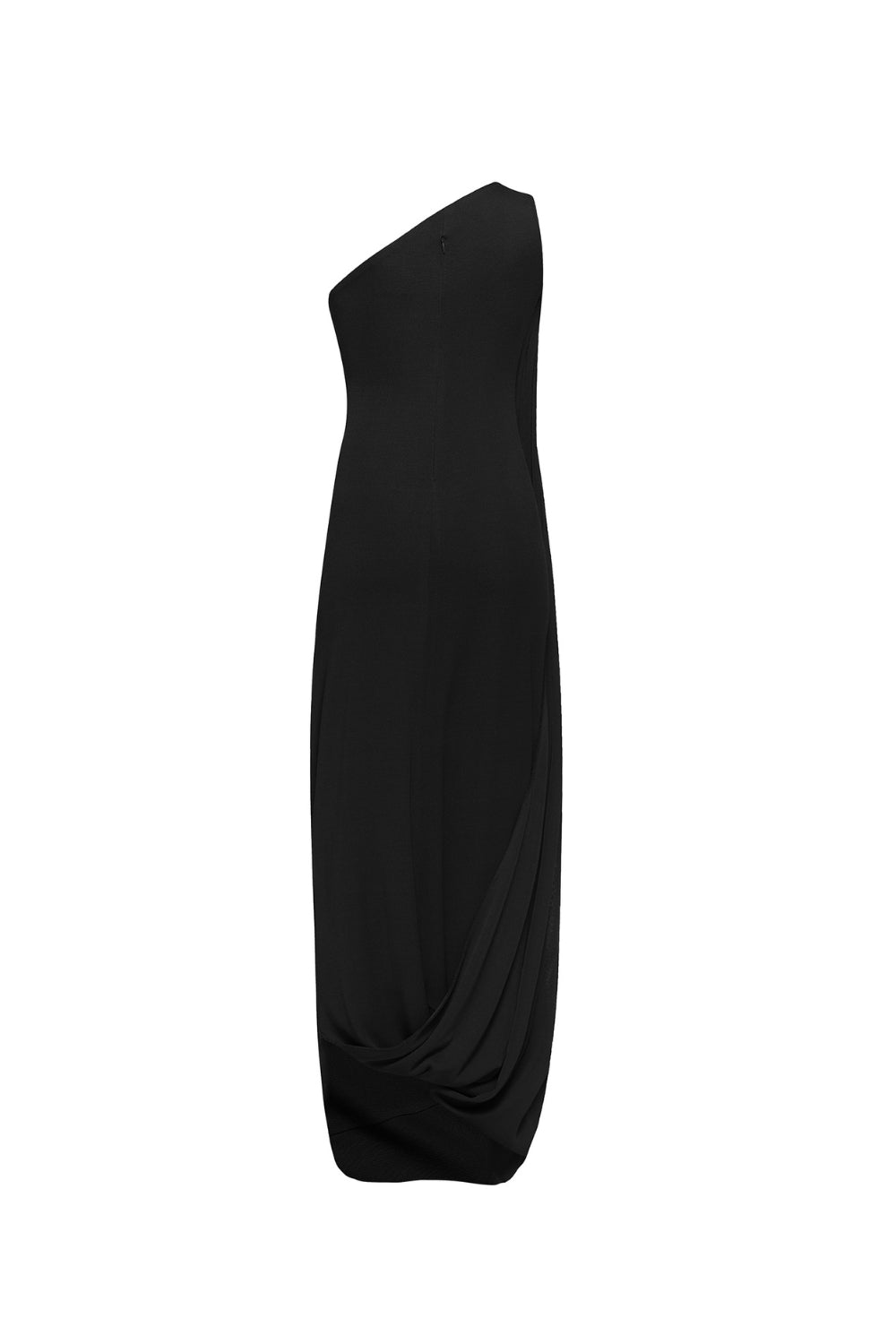 xaviera one-shoulder pleated backless maxi dress in black Avalabel