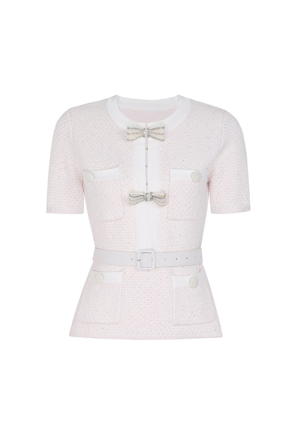vicky Cream Sequin Knit Top Avalabel