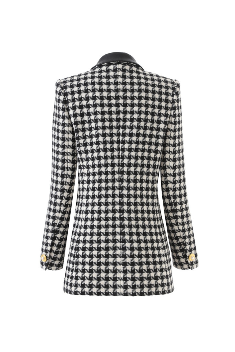 novia black Double-breasted houndstooth wool-blend tweed blazer Avalabel