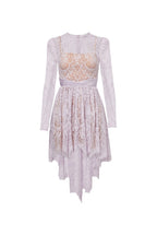 sabrina Lilac long sleeve Lace Satin Mini Dress Avalabel