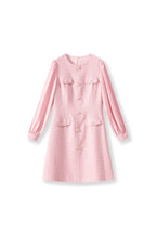 alani Embossed Chiffon Puff Sleeves mini Dress in pink Avalabel
